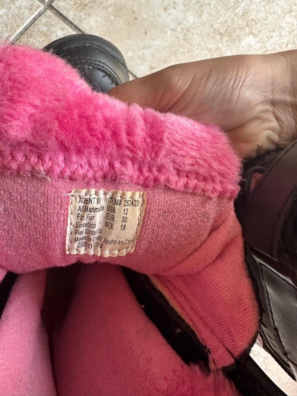 Black Kids Winter Boots with Pink Fur Lining, Toddler SZ 12 - Picture 4 of 7